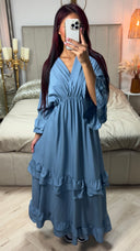 V Neck Dress Ruffle Detail