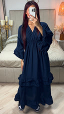 V Neck Dress Ruffle Detail