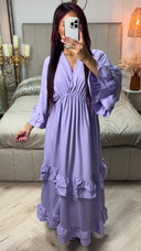 V Neck Dress Ruffle Detail