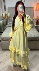 V Neck Dress Ruffle Detail