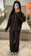 Velours Two-Piece Set met Ritsvest en Wijde Broek