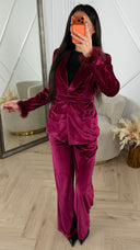 Velvet Two-Piece Set met Faux Fur Manchetten