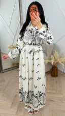 Vintage Floral Maxi Jurk met Ceintuur 5105