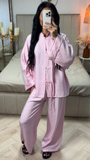 Viscose Set met Knoopsluiting en Wijde Mouwen