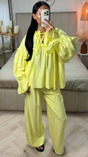 Katoenen Set met Taille Accent en Wijde Pijpen