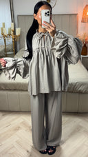 Katoenen Set met Taille Accent en Wijde Pijpen