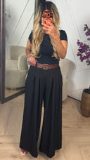 Wide Leg Pantalon met Plooien & Ceintuur