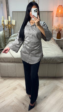 Wide Sleeve Oversized Blouse Side Bows Detail