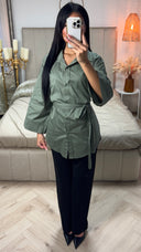 Wide Sleeve Oversized Blouse Side Bows Detail