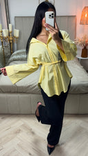 Wide Sleeve Oversized Blouse Side Bows Detail