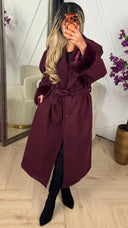 Wolblend Mantel met Faux Fur Manchetten