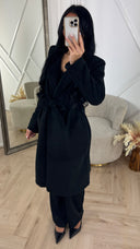 Wool Touch Trenchcoat met Ceintuur