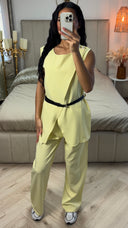 Wrap Cardigan Tie Belt Set Shoulder Button Detail