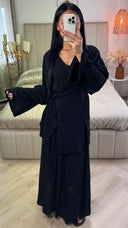 Wrap Splits Cardigan Tie Belt Skirt Set
