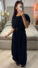 Wrap Tie Belt Golden Detail Dress