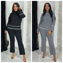 High Neck Ribbed Wide Leg Set Avantgarde