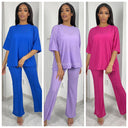 Bubble T-shirt Set Wide Leg Mid Stripe Detail