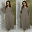 Basic Oversized Mittellanges Kleid mit V-Ausschnitt