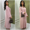 Basic Oversized Mittellanges Kleid mit V-Ausschnitt