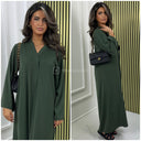Basic Oversized Mittellanges Kleid mit V-Ausschnitt