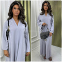 Basic Oversized Mittellanges Kleid mit V-Ausschnitt