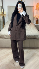 Oversized Stripes Blazer + Trousers White Sleeve + Waist Detail