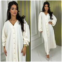 Blouse Maxi V Neck Curved Line Thick Material