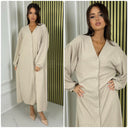 Blouse Maxi V Neck Curved Line Thick Material