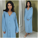 Blouse Maxi V Neck Curved Line Thick Material