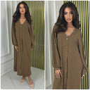 Blouse Maxi V Neck Curved Line Thick Material