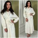 Bluse, V-Ausschnitt, Krawatte, Bellt-Streifen-Kleid