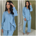 Blouse Wide Leg Set Thick Curved Line Material