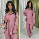 Blouse Wide Leg Set Thick Curved Line Material