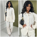 Blouse Wide Leg Set Thick Curved Line Material