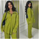 Blouse Wide Leg Set Thick Curved Line Material