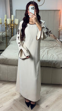 Bow Ties Sleeve Detail Tie Belt Dress