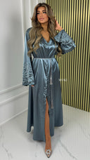 BY FARAH Button Dress Flower Sleeve Detail