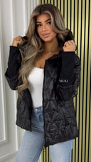 BY FARAH Capuchon-Jacke mit gerippten Ärmeln im V-Design