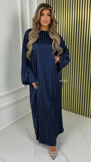 BY FARAH Oversized Fully Rhinestone Dress Button Sleeve