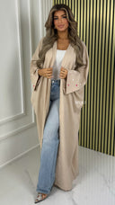 BY FARAH Oversized Linenstyle Kimono Embroidered Hearts Detail