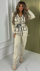 BY FARAH Premium Knit Tie Belt Set Golden Button Details