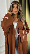 BY FARAH Satin Oversized Kimono Embroidered Butterfly Detail