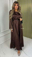 BY FARAH Tie Belt Satin Kimono + Underdress DIamond Drops Sleeve Detail