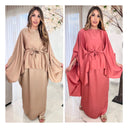 Satin Skirt Set Tie Belt Oversized Butterfly Top