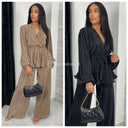 Shiny Ribbed Tie Belt Set