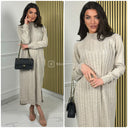 Kleid mit Zopfmuster und Schlitzen CLD-586
