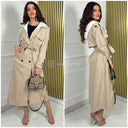 Hooded Trench Coat Buttons Tie Belt