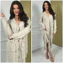 Cardigan Fully Cable Button Pockets Detail CLD-605