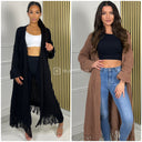 Cardigan Tie Belt Ruffle Detail