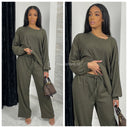 Übergroßes Set aus langärmligem Käsetuch mit weitem Bein